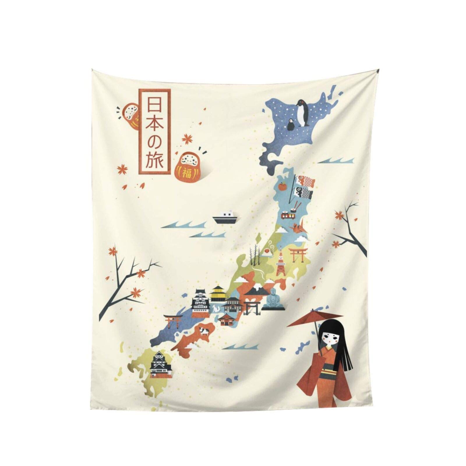 Amazon.co.jp: 日本地図 タペストリー 壁掛けタペストリー 壁飾り壁画