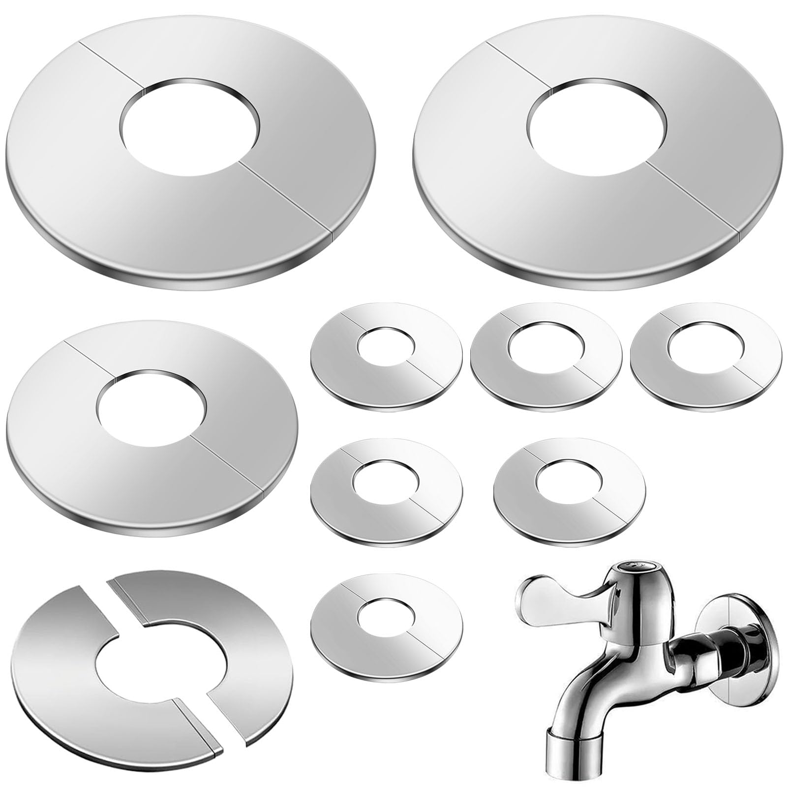 Rosette Per Rubinetto In Acciaio Inox - 4 Pezzi Ø23mm, Autoadesive, Anti-Ruggine Per Copertura Fori - Foto 14