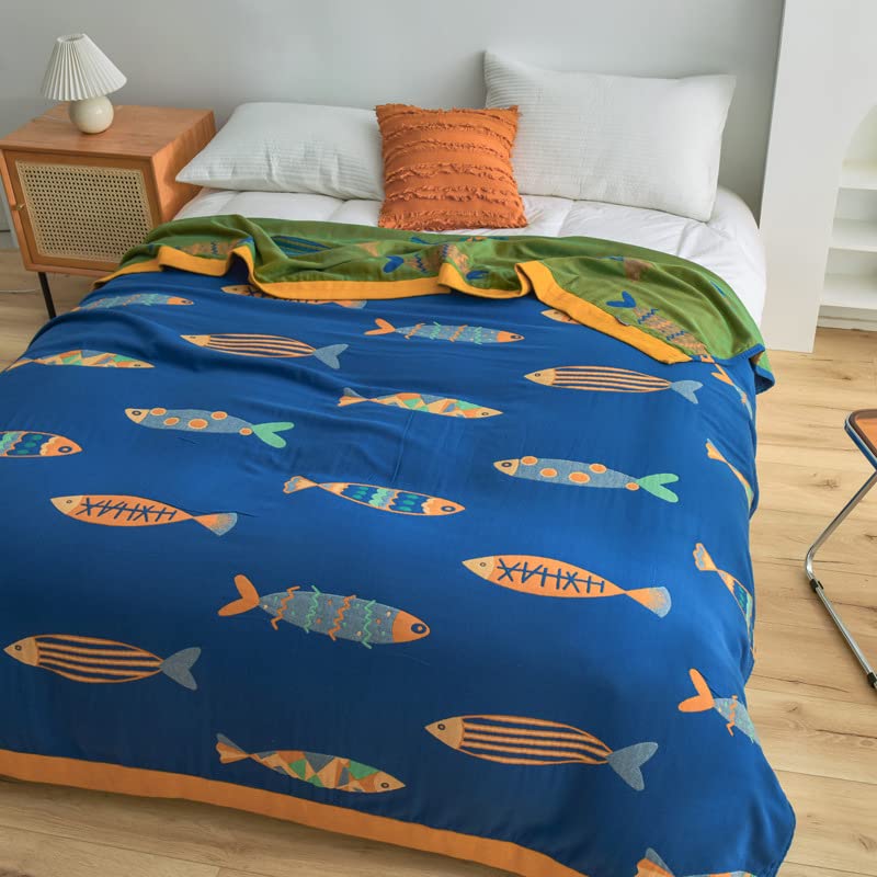 Unterwasserdecke Mit Fisch-Motiv – Super Weich, 152x203 Cm, Für Couch & Reisen