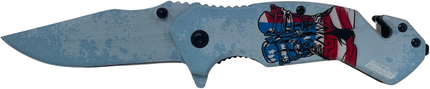 Hunting Knife - American Patriotic Camping Knife - America Folding Pocket Knife - 420 Stainless Steel With Cool Design & American Flag Knives Artwork For Collectors & Enthusiasts