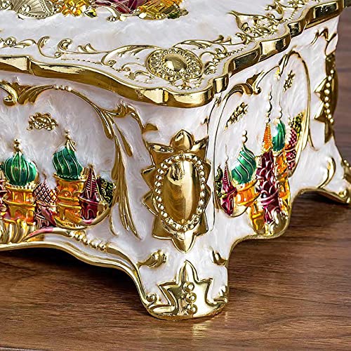 Antique Jewelry Box With Mirror Two-Layer Castles（Large7.5"X5.5"X3.5") - Victorian Metal Trinket Storage Organizer Box Vintage Treasure Box Jewelry Decorative Retro Box Gift Box Case For Women Girls #TOP6