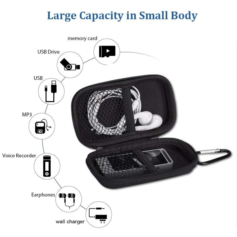 64GB Reproductor MP3 Bluetooth 5.3 con Caja, AGPTEK MP3 Player, Reproductor MP3 Deportivo Portátil, 1.8" Pantalla de 70H de Reproducción, MP3 de Niños Radio FM, Blanco