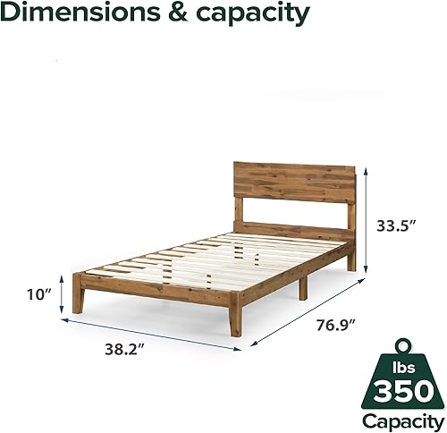 Miniatura 6 de ZINUS Julia - Base de cama con plataforma de madera base de madera maciza con soporte de listones de madera no necesita somier fácil montaje tamaño