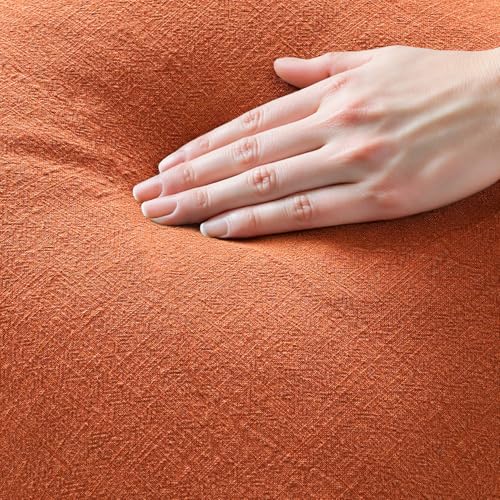Image of MIULEE Decorative Throw Pillow Covers Neutral Linen Fringe Throw Pillows Set of 2 Burnt Orange Boho Farmhouse Cushion Covers with Tassels for Couch Sofa Bed Living Room Home Decor 20x20 Inch