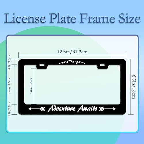 Miniatura 2 de Marco de matrícula, Adventure Awaits - Marcos decorativos de aluminio para placa de automóvil, marco de metal inoxidable para mujeres y hombres,