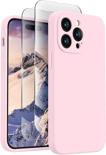FireNova Funda diseñada para iPhone 14 Pro Max, funda de silicona mejorada [protección de cámara] con [2 protectores de pantalla], forro interior de