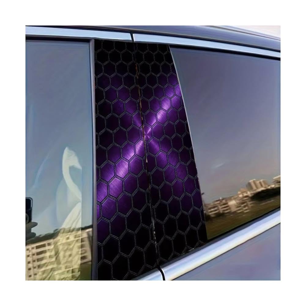 Bertdcx One Color Car B Pillar Waterproof Center Column Hexagon Glossy Protective Polyethylene Film Auto Parts