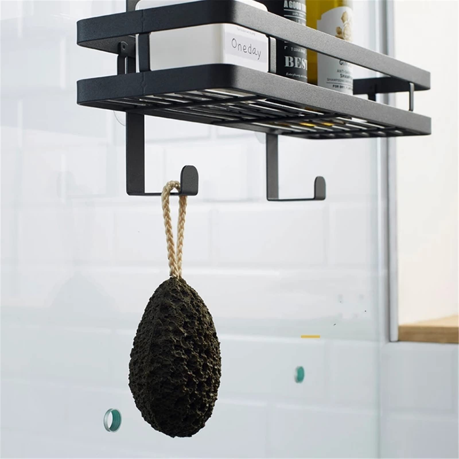 Estantería de Ducha para Colgar Bandeja for Colgar la Pared Bande (Color : Schwarz, Size : B)