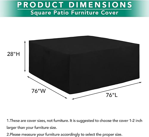 Miniatura 77 de Easy-Going Funda resistente 600D para muebles de patio, juego de mesa y silla rectangular para exteriores, funda impermeable para muebles Negro