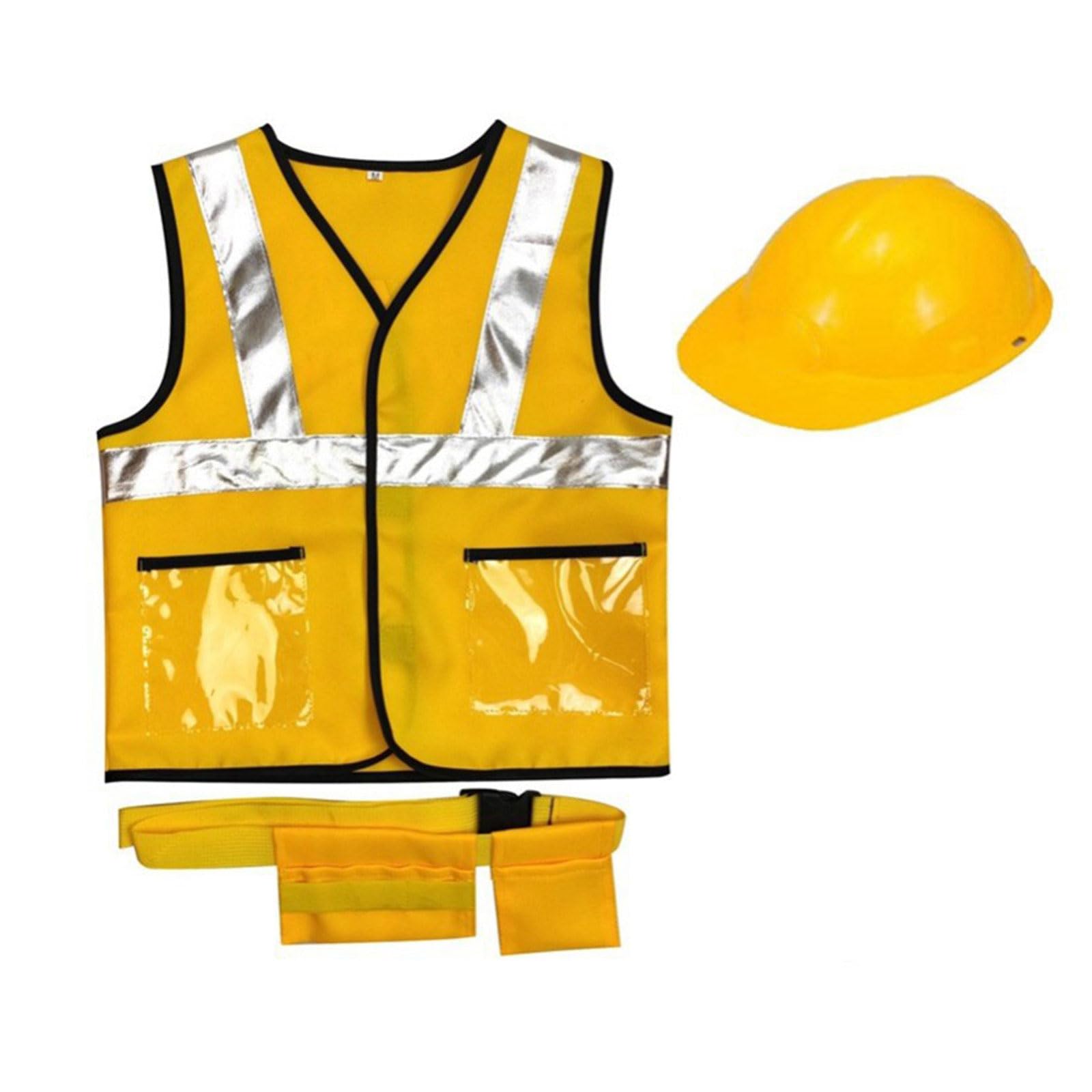 Pffiocix 2/3Pc Construction Worker Costumes For Boys Toddler Dress Up Clothes Kid Builder Career Outfit Pretend Role Play Toy Set Construction Vest And Hat Kids Costume Worker Costume Vest And Hat