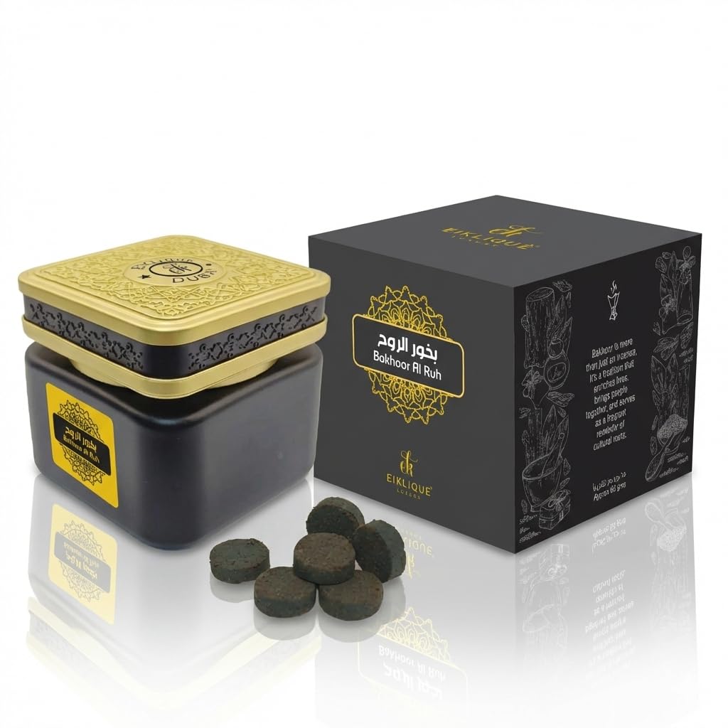 EIKLIQUÈ Bakhoor Al Ruh Agarwood Incense | Premium Oud Bakhoor for Home, Meditation, Prayer & Spiritual Rituals | Long Lasting Arabic Fragrance for Relaxation & Special Occasions 65g