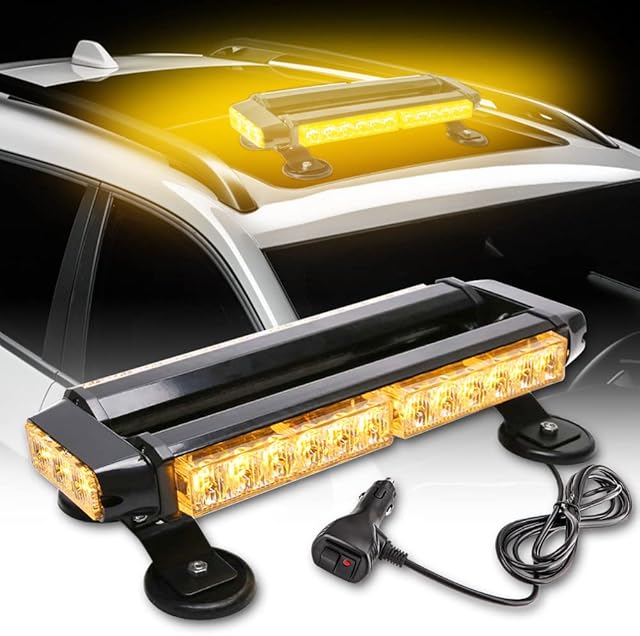 LED Strobe Flashing Light Bar -Safety Strobe Flashing Light Bar 30 LED High Intensity Emergency Hazard Warning Lighting Bar d for Car Trailer Roof Safety (Amber)