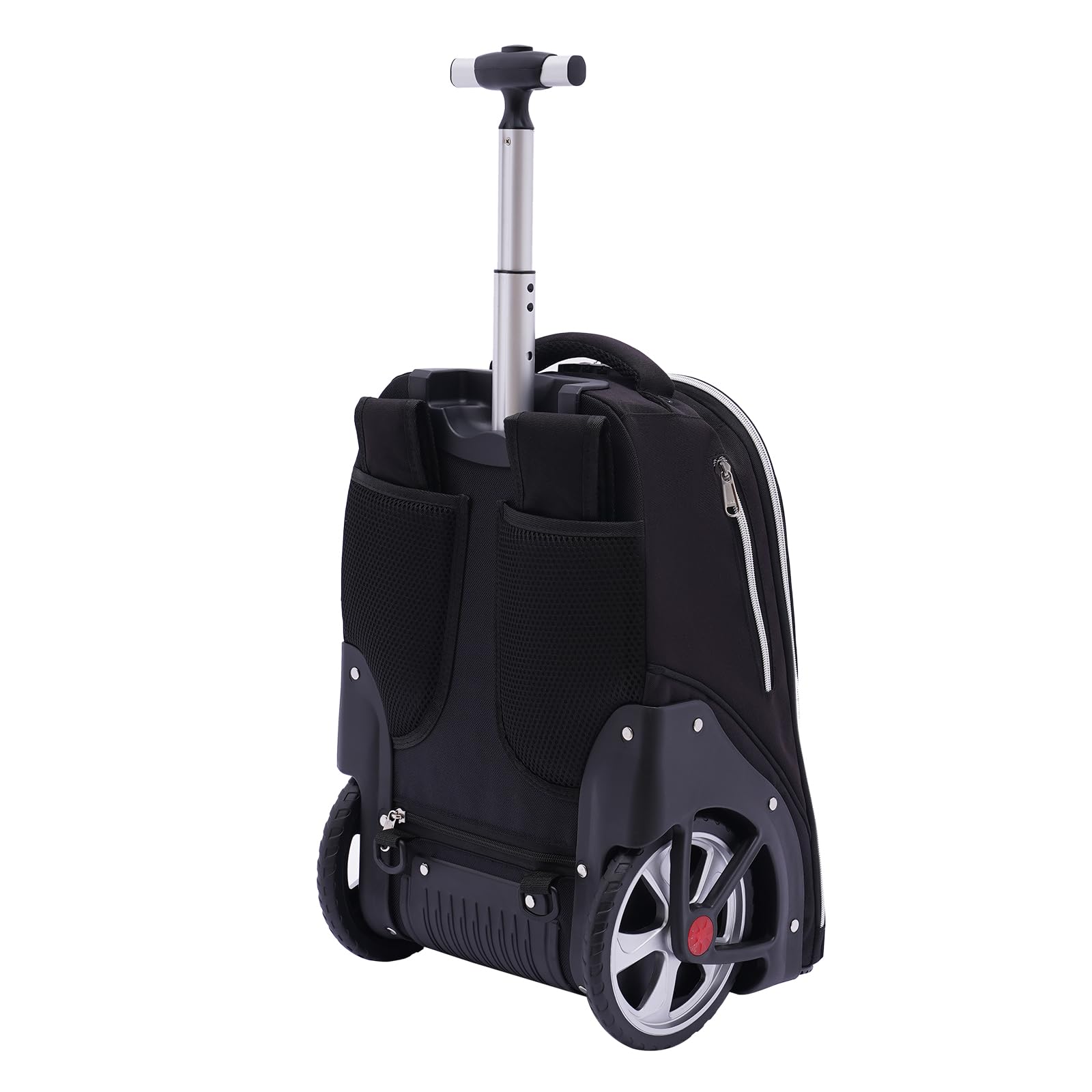 Zaino trolley da 45 l, con ruote, impermeabile, per laptop da 15 pollici, bagaglio a mano 3 in 1, ruote silenziose da 7 pollici, trolley in alluminio regolabile in altezza, per scuola, lavoro