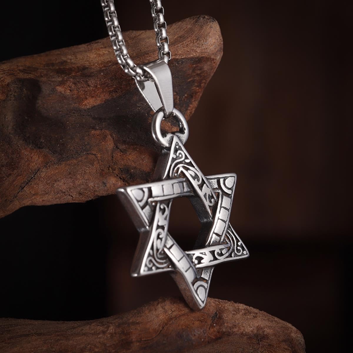 VASSAGO Collana Stella Di David In Acciaio Inox Con Zirconia – Gioiello Religioso Ebraico - 3