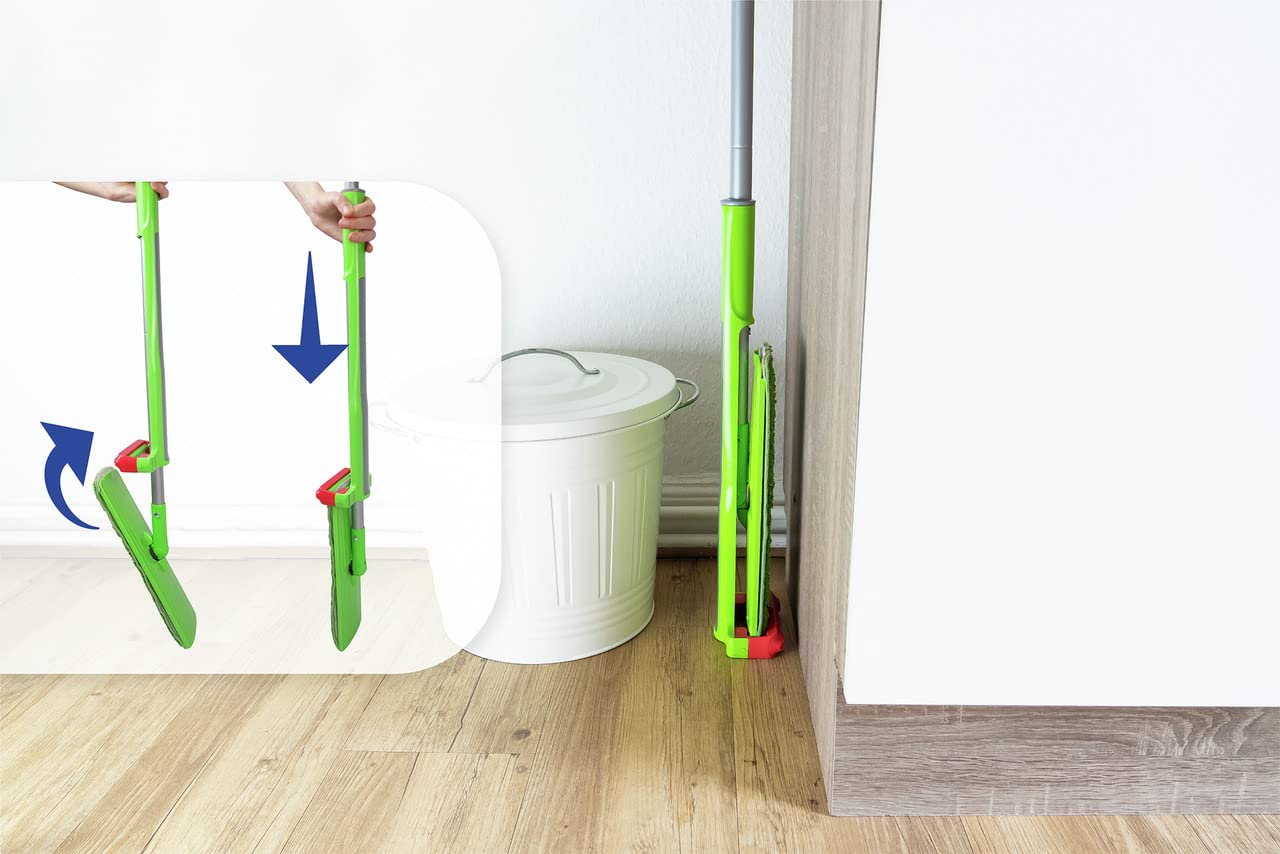 Maximex Bodenwischer Wringo-Star, innovativer Wischmopp mit Wring-Funktion, kein Bücken und nasse Hände, inklusive Mikrofaser-Bezug für alle Böden, platzsparend abstellbar