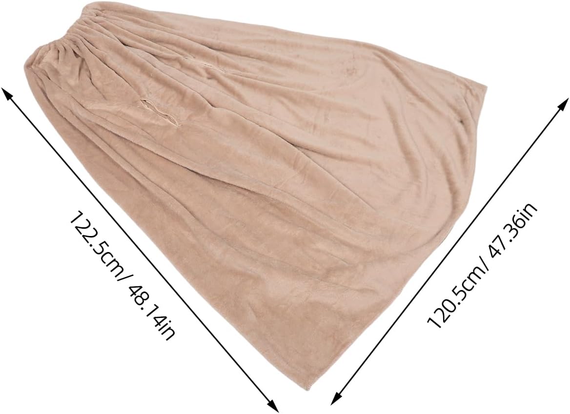 Thick Fleece Sauna Blanket Wrap with Coral Fleece Fabric Full Body Wearable Steam Sauna Robe Khaki Color 130cm Length