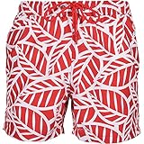 Bjorn Borg Herren Badeshorts mit abstraktem Blattdruck, rot/weiß, rot / weiß, Small