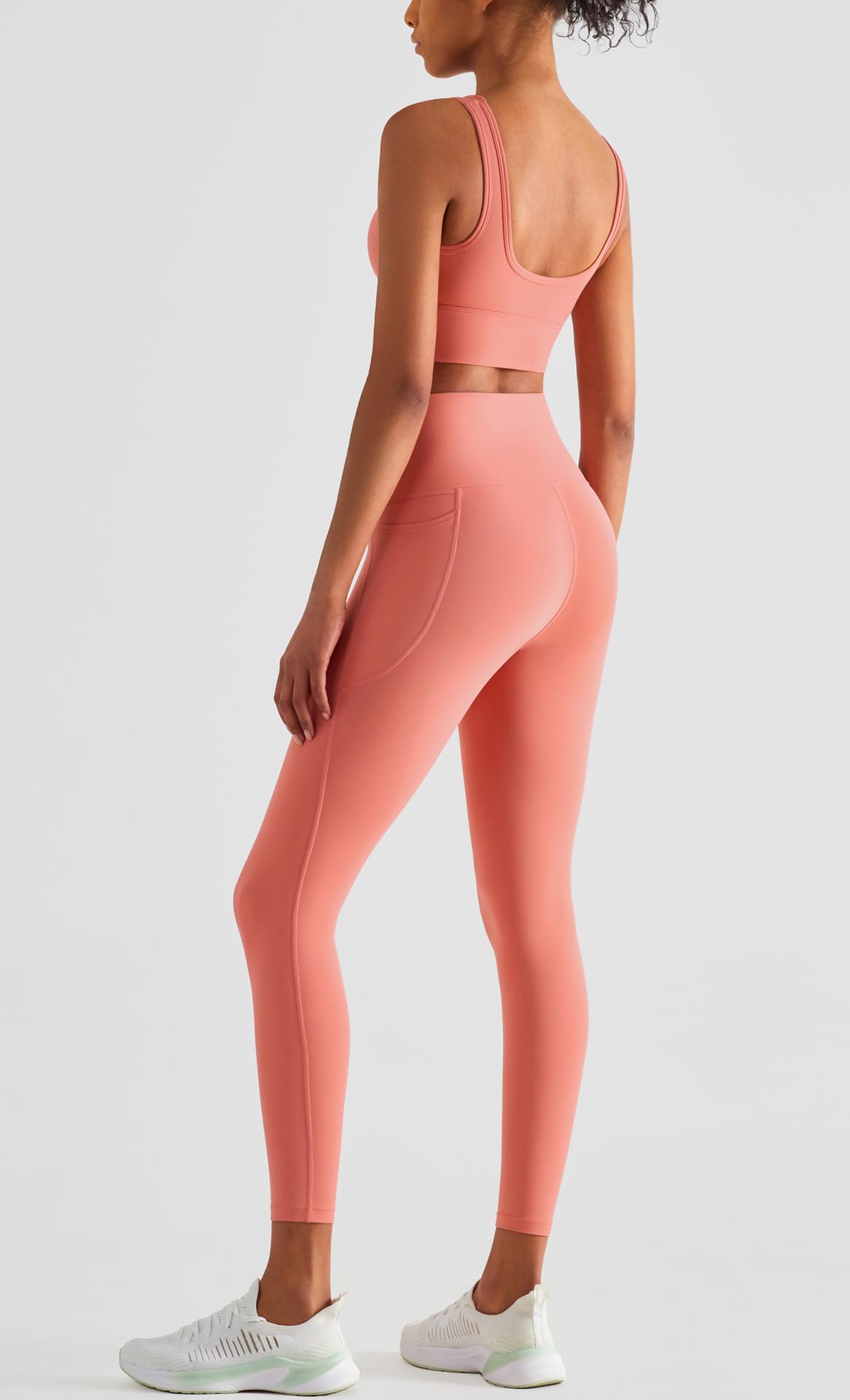Legginsy damskie, rozciągliwe spodnie do jogi, miękkie i wygodne, sportowe legginsy fitness z kieszeniami po obu stronach