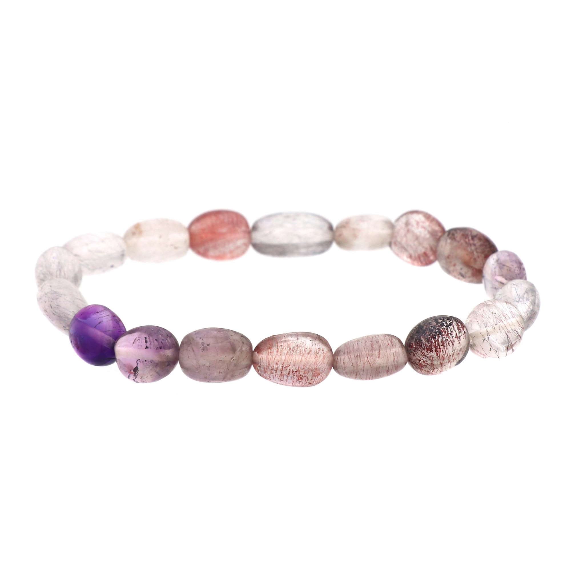 Stone House Bracciale Super Seven in pietra semipreziosa, cristallo curativo, perline di pietre preziose naturali, braccialetto regolabile per donne e uomini