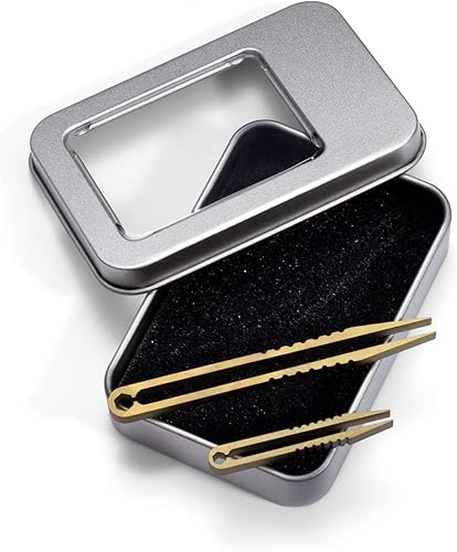 Miniatura 7 de OOULORE Titanium Alloy Tweezers 2pcs Portable Mini Tweezers Titanium EDC Tweezers Survival Tweezers Camping Outdoor Gadget Travel Mini Tool (Yellow)