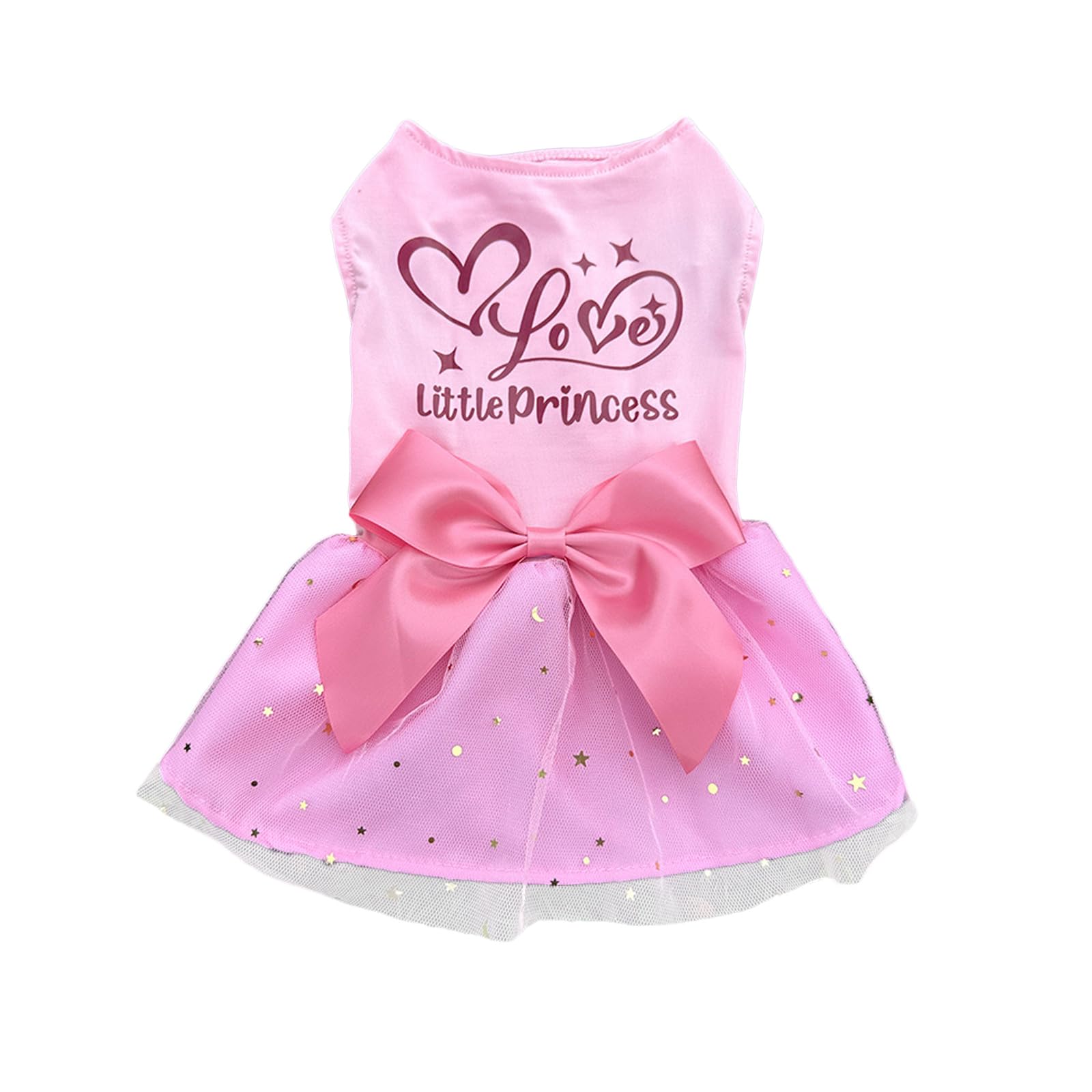 LOSHALL Princess Dog Dress, Puppy Pink Sleeveless Tulle Skirt, Bowknot Pet Apparel, Birthday Holiday Clothes for Small Dogs Girls and Cats (Pink, S)
