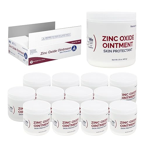 Dynarex Ungüento de óxido de zinc, ungüento protector para la piel, calma, previene y alivia la piel agrietada y la irritación, blanco, 12 frascos