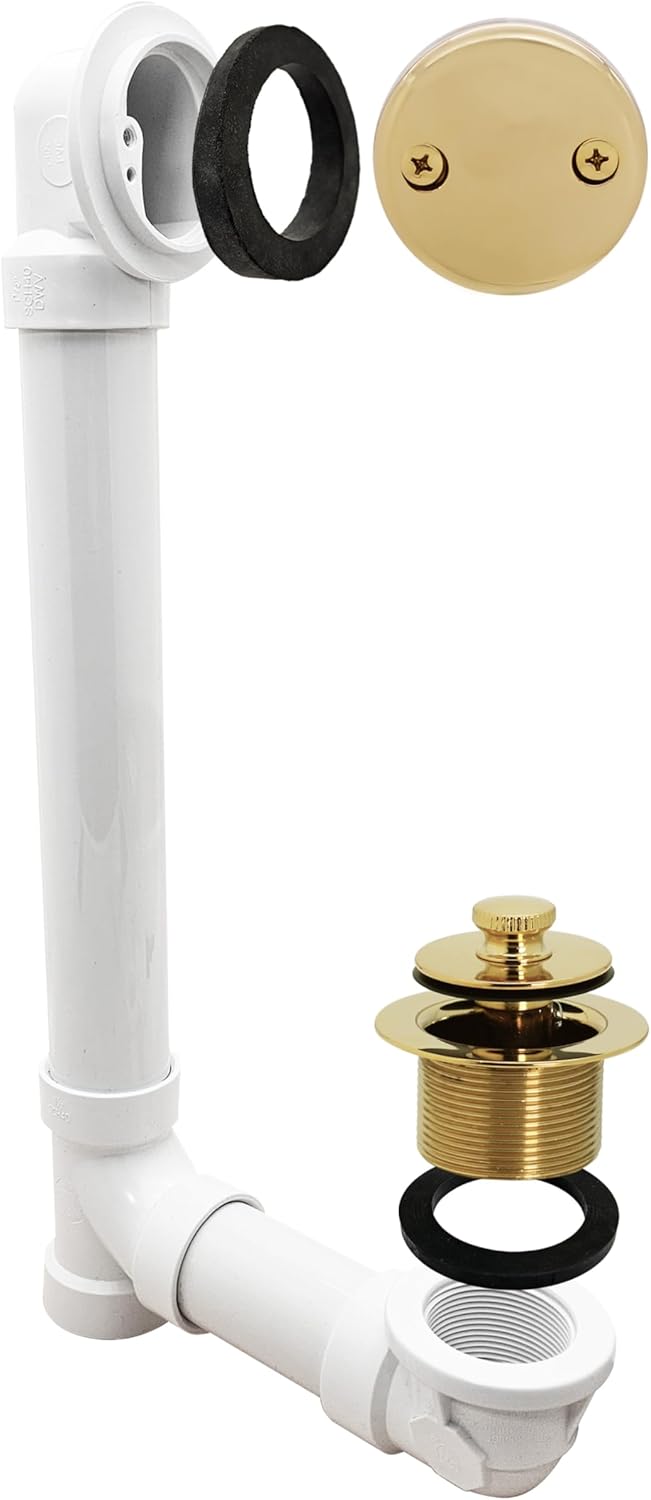 Westbrass Pull & Drain Sch. 40 PVC Bath Waste with Two-Hole Elbow, Polished Brass, D4972-01