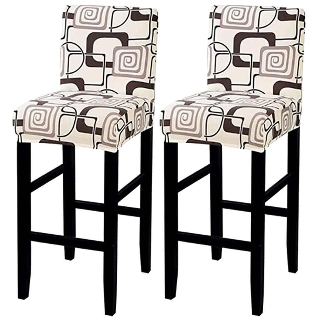 XGANGM Velluto Coprisedie Sgabello con Schienale da Bar Girevoli Elasticizzato 6/4/2 Pezzi, Fodera Sgabelli da Bar Curvo Copertura Sedie Casa Ufficio Pranzo Cucina,Brown a,2PCS