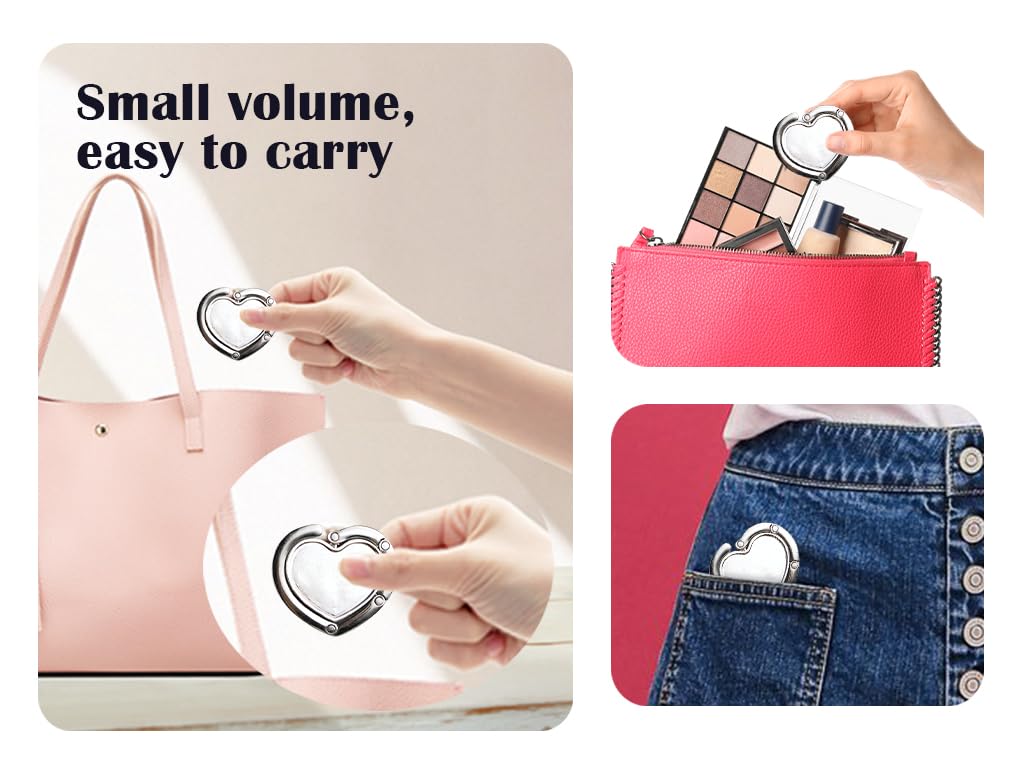 Crochets Pliable Pour Sac à Main – Lot De 4 + Pochette Cadeau, Support De Table Antidérapant Multicolore, Idéal Pour Restaurant, Bureau Ou Café