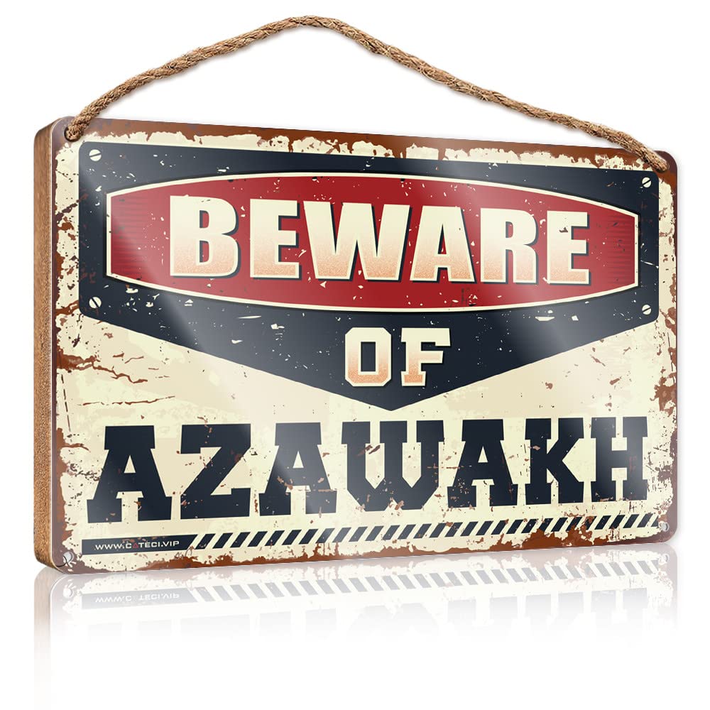 DTHA Funny Signs For Bathroom Beware Of Azawakh Wooden Sign Quote Wood Plaque Sign For Front Door(23X35CM)