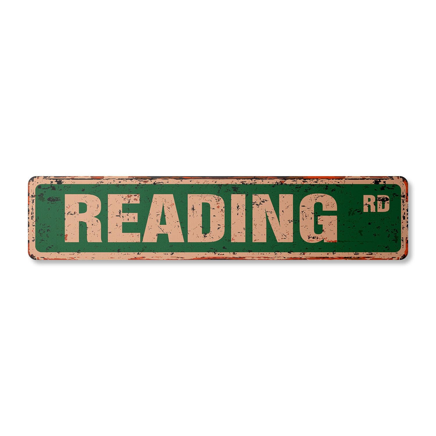 READING Vintage Street Sign Metal Plastic lover books library kindle nook