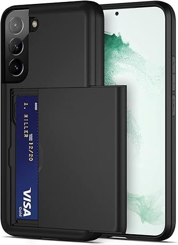 Jiunai Funda para Samsung S22, Galaxy S22, tarjeta de crédito, tarjetero, tarjetero, carcasa tipo cartera, funda deslizante de doble capa, cubierta