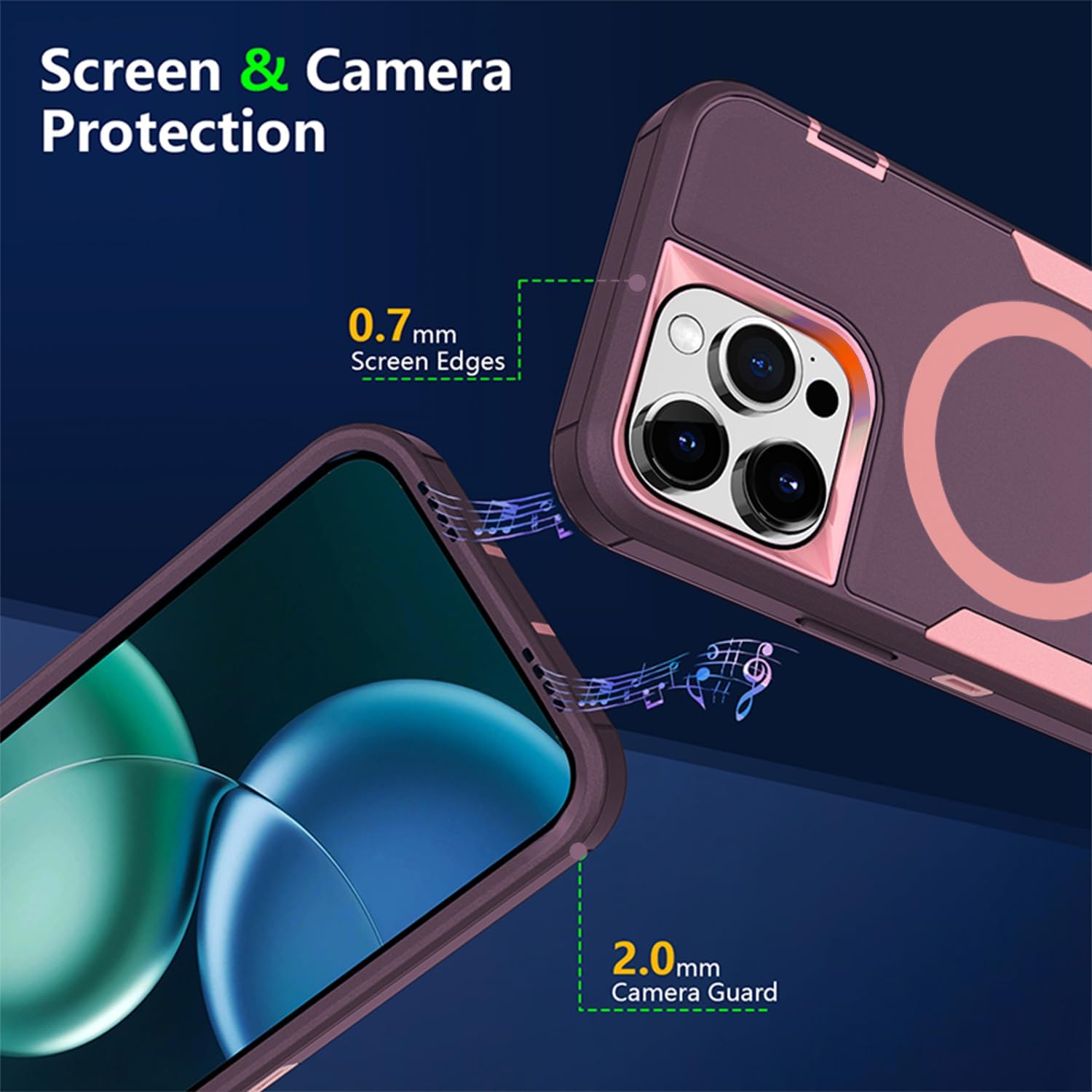 Designed for iPhone 16 Pro Max Case,Magnetic,Double Protection,Tough Durable,Compatible with MagSafe,Detachable Back Clip,Dustproof,No Fading,No Yellowing,Non-Slip,for Men Women,Wine Red Rose - Image 8