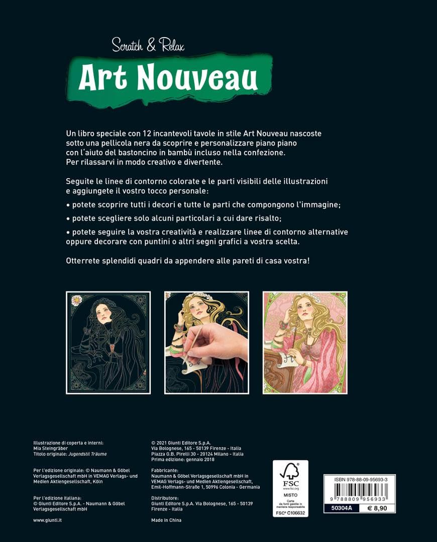 Art nouveau. Scratch & relax. Con bastoncino in bambù