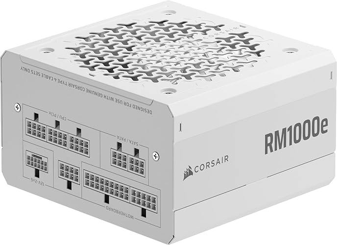 CORSAIR RM1000e (2025) Fully Modular Low-Noise ATX Power Supply with 12V-2x6 Cable – ATX 3.1 & PCIe 5.1 Compliant, Cybenetics Gold Efficiency, 105°C-Rated Capacitors, Modern Standby Mode – White - RMe (2025) ATX 3.1, PCIe 5.1 - 1000 Watts - White