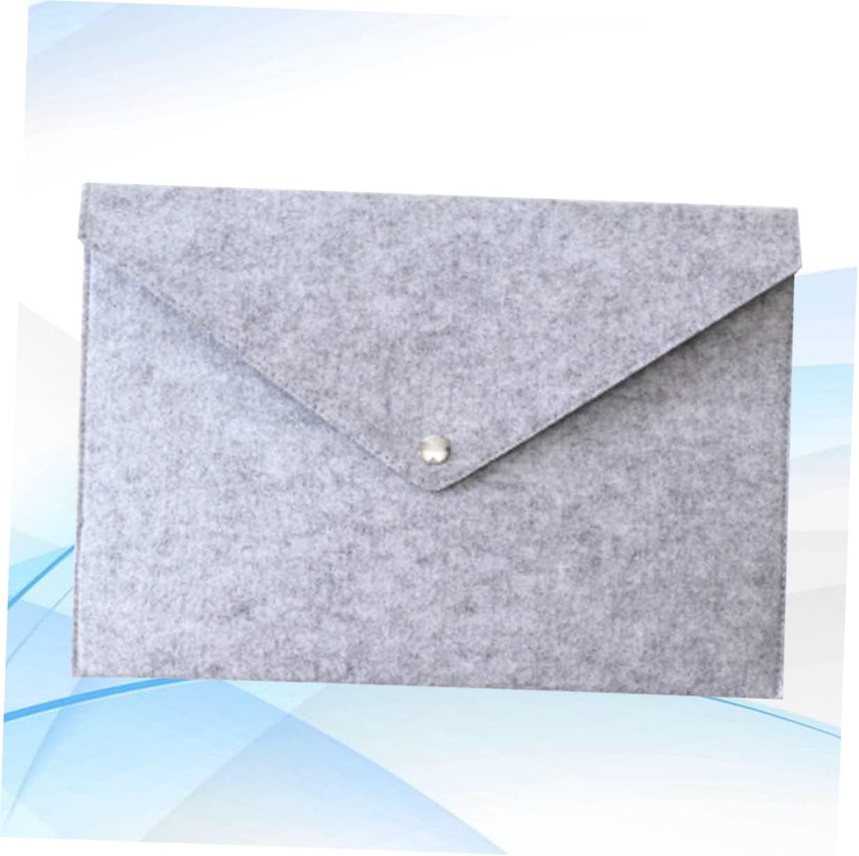 STOBOK 3 Pack Felt File Folders Letter Size Document Carrier Bag Portable Paper Organizer with Button Closure Envelope Handbag for Office School Business Travel Light Grey image 3