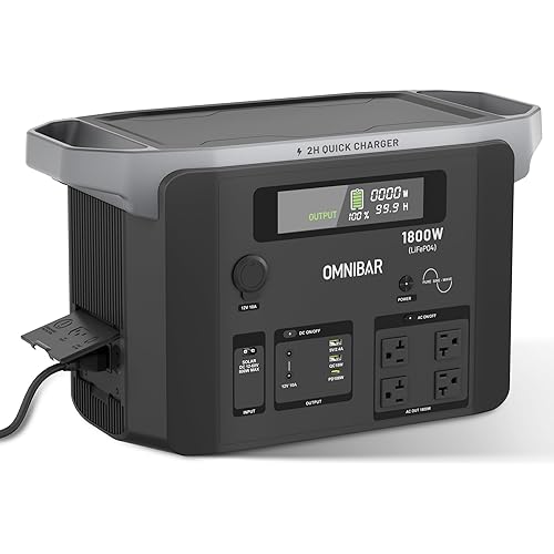 Portable Power Station 1800W (3600W Peak), 1536Wh LiFePO4 Battery Generator with 1800W AC & 100W USB-C Output, 2Hrs Fast Charging Solar Generator for Home Backup, Power Outages, Camping & RVs