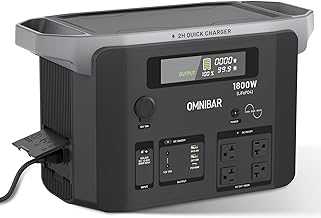 Omnibar Portable Power Station 1800W (Peak 3600W), 1536Wh LiFePO4 Battery Generator, Fast Charging Solar Generator for Camping & RVs, Off-Grid Power Outage, Home Emergency Backup