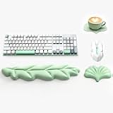 Ergonomic Leaf Keyboard and Mouse Wrist Rest Set, Extra Wide & Thick Memory Foam for Carpal Tunnel Pain Relief, Non-Slip Base, PC/Mac/Laptop, Gift for Office Work, Gaming
