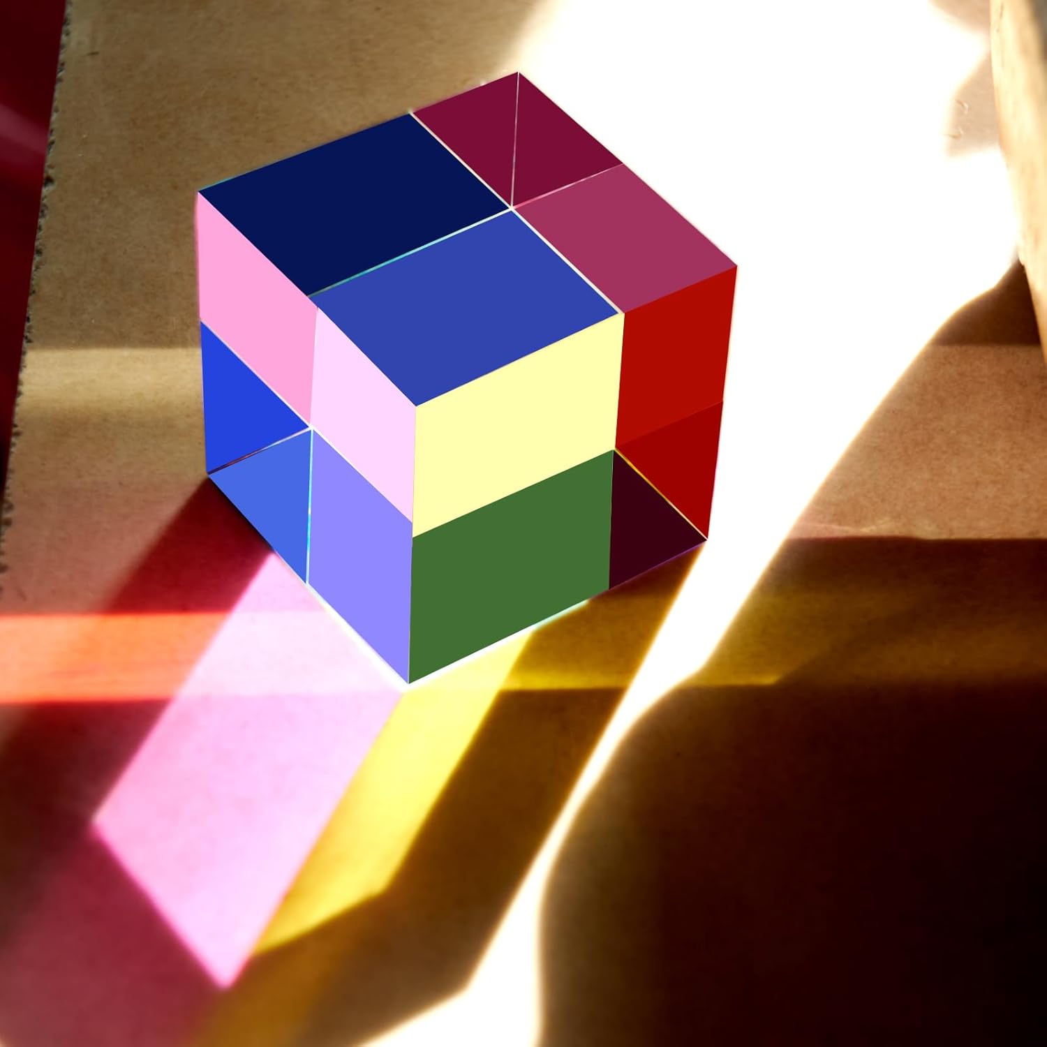 CMY Color Cube, 2.75 inch (70mm) Mixing CMYK Cube, Colorful Magic Acrylic Prism Cube for Home or Office Desktop Decoration, Science Learning Physic Toys Educational Gifts for Kids…