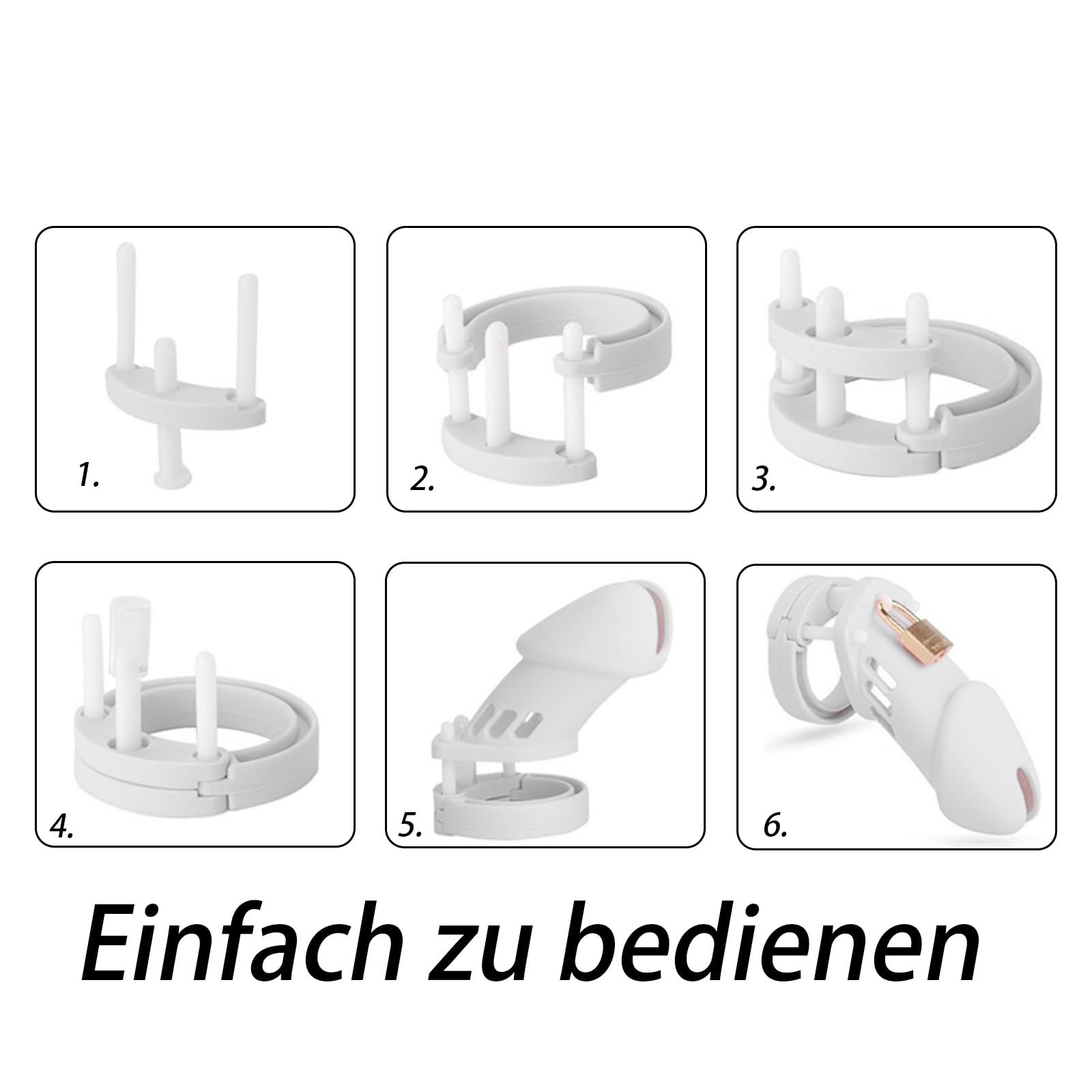 BDSMYEE Chastity cage in Silicone, Gabbie per Pene con 5 Anelli per il Pene, cock cage per uomo, gabbia castità gabbietta di castità per Prevenire L'erezione (Trasparente, Lungo)