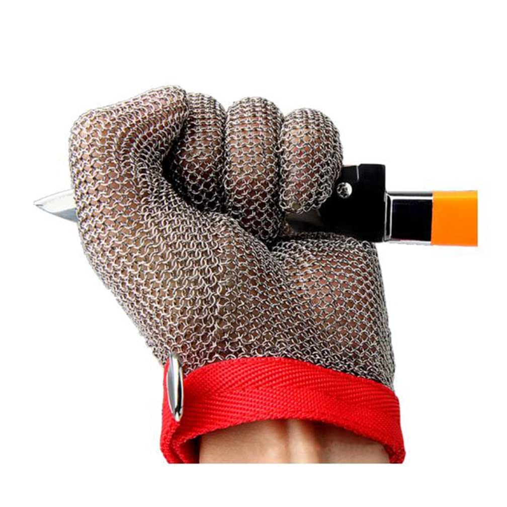 Seguridad De Corte De Cocina De Jardinería Guantes De Metal De Alambre De Acero Inoxidable De Metal, For La Mano Izquierda Y Derecha (Size : 1 Piece/L)