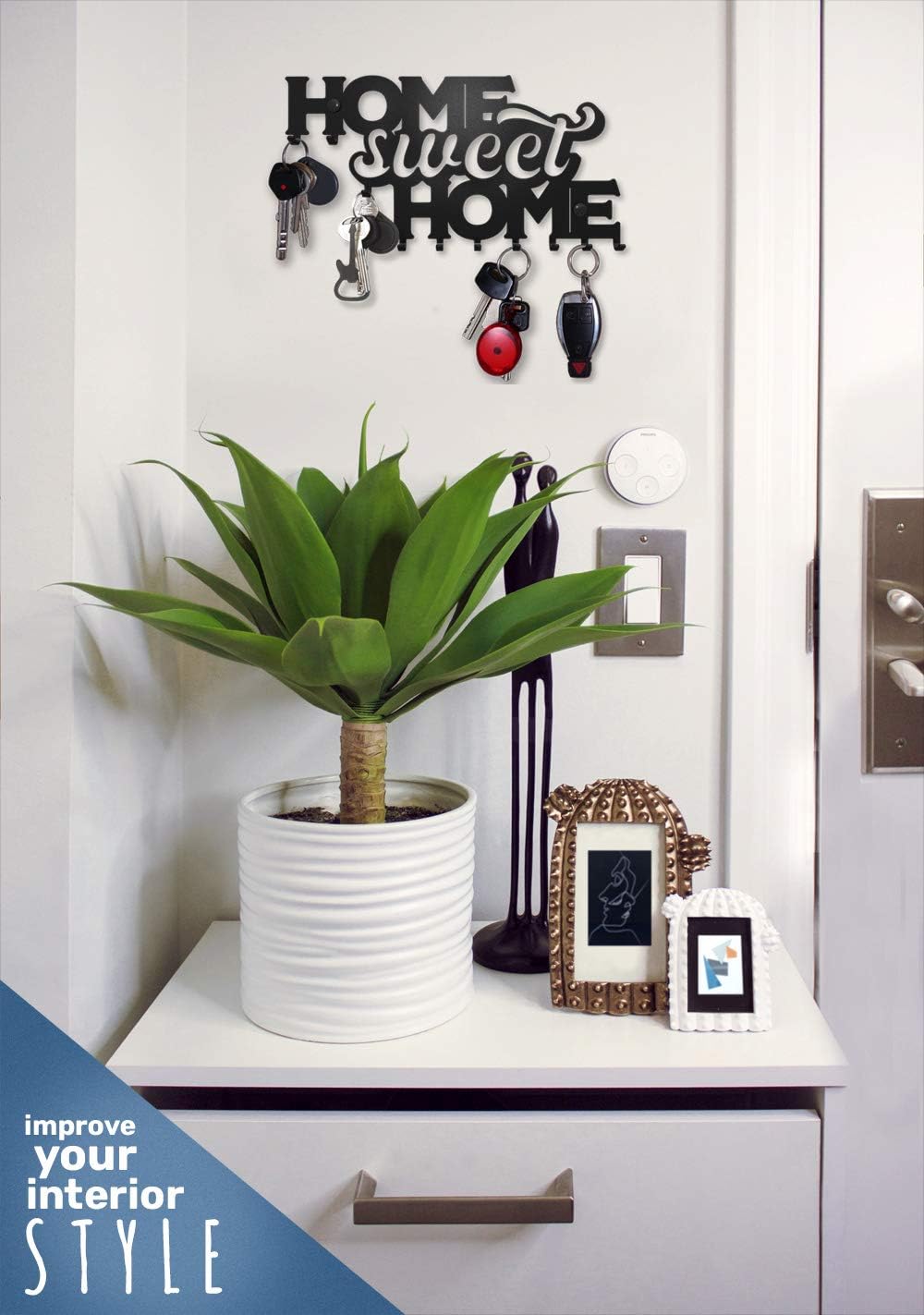 M-KeyCases Key Holder for Wall Home Sweet Home (10-Hook Rack ...