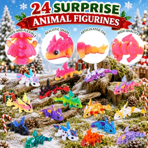JOICEE 2026 Christmas Advent Calendar with Mini 3D Printed Dragon Animals – Image 3