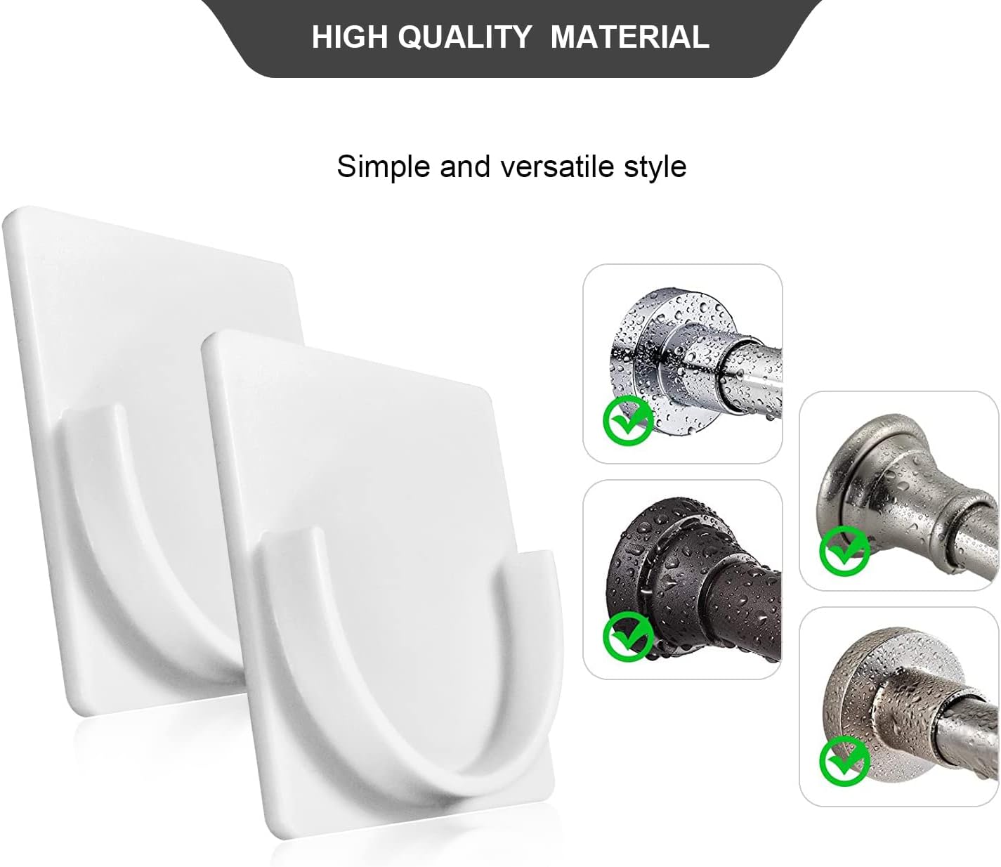 LADYMOON Adhesive Shower Curtain Rod Holder No Drilling,Set of 4,Curtain Rod Bracket Also Be Used of Shower Rods for Bathroom(Rod Not Included) White image 4