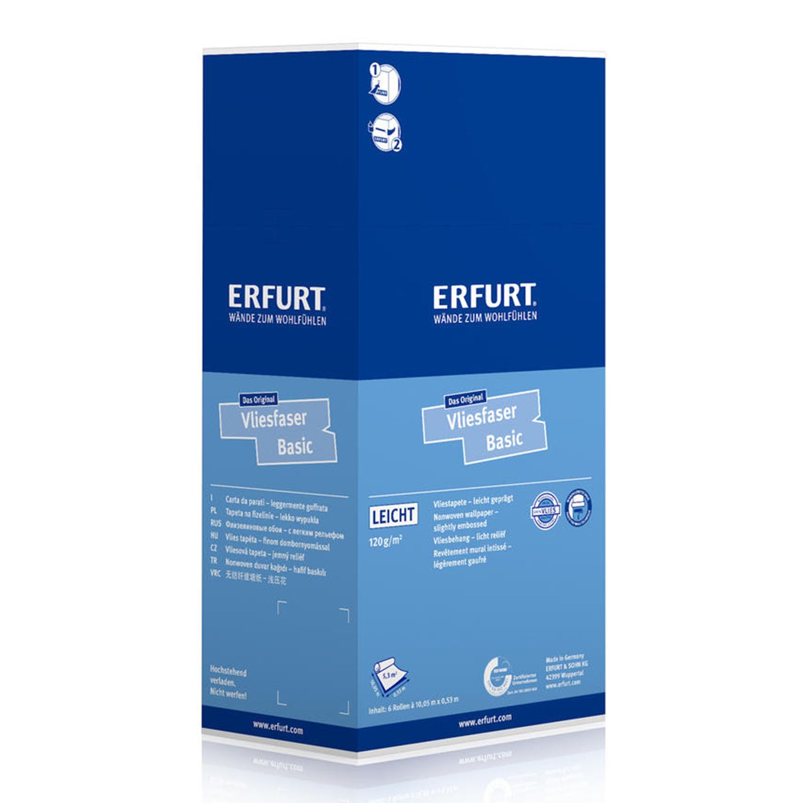 Erfurt Vliesfaser Basic 107 Vliestapete 10.05X0.53 Strukturtapete 6 Rollen 1004376