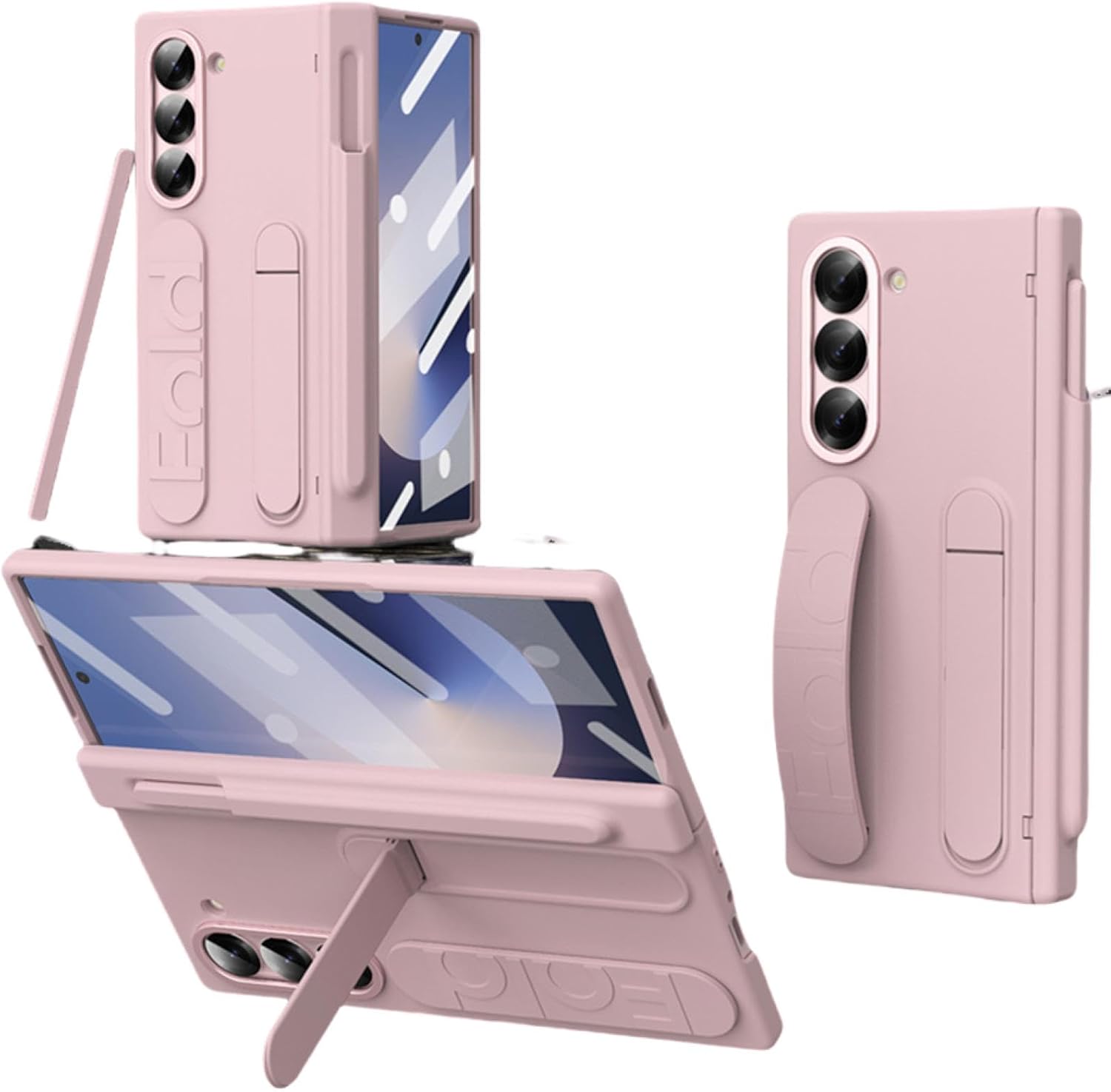 Case for Galaxy Z Fold 5 Hinge Wristband Holder with S Pen Slot Screen Glass Protective Cover(for Galaxy Z Fold 5/5)