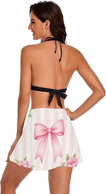 Swimwear Skirt for Women Built in Shorts Swim Skort Period Swim Bottoms