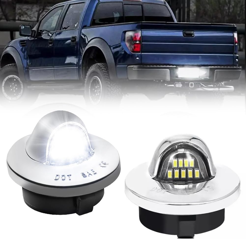 VANKUB LED License Plate Light for Fo-rd F150 F250 F350 F450 F550 Superduty Bronco Excursion Ranger Expedition Explorer Pickup Truck, Chrome Housing