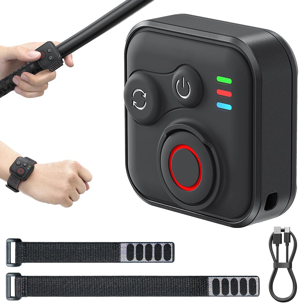 NAVESO Bluetooth Télécommande pour GoPro Hero Insta360 X5/X4/X3/Ace Pro 2/Ace Pro/GO3S/GO3 iOS/Android, sans Fil Smart Remote Control avec Bracelet et Câble de Recharge USB